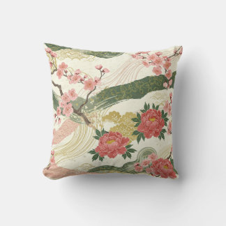 Cojín Decorativo peonatos rosados y flores de cerezo lanzan almohad