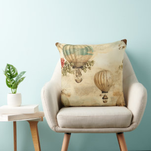 Cojín Decorativo Peonía de globo antiguo viaje botánico
