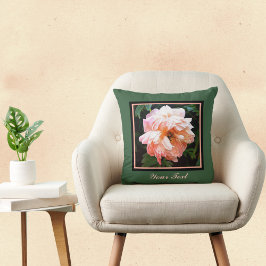 Cojín Decorativo Peonia de primavera romántica en verde