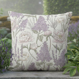 Cojín Decorativo Peonía pastel Lilas lavanda