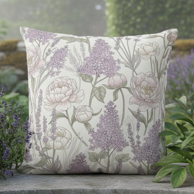 Cojín Decorativo Peonía pastel Lilas lavanda (Subido por el creador)