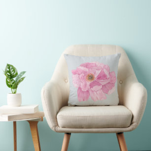 Cojín Decorativo Peonía rosa acuarela