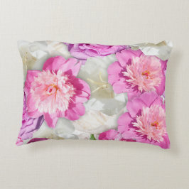 Cojín Decorativo Peonía Rosa Blanca Rosa - Floral Romántica