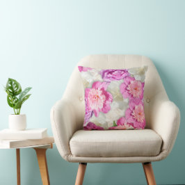 Cojín Decorativo Peonía Rosa Blanca Rosa - Floral Romántica