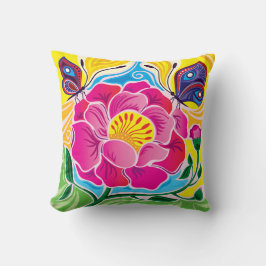 Cojín Decorativo Peonía y Mariposas
