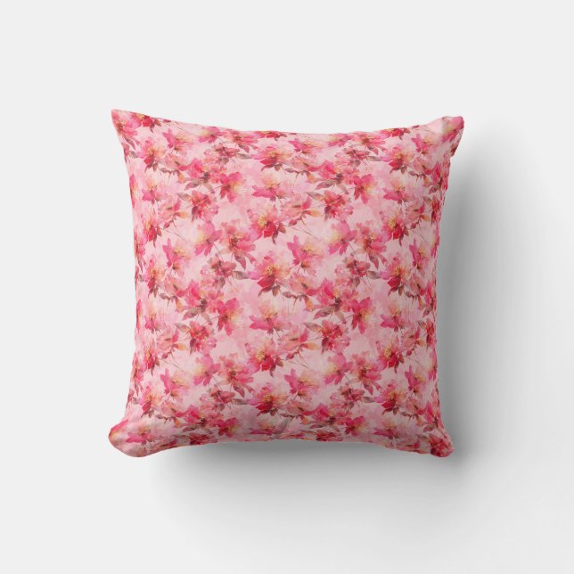 Cojín Decorativo Peonías abstractas rosadas (Anverso)