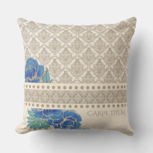 Cojín Decorativo PEONÍAS AZULES Y DAMASK - Pillow