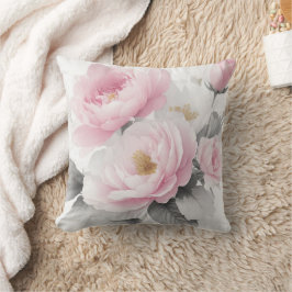 Cojín Decorativo Peonías rosadas a la acuarela