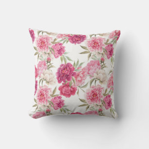 Cojín Decorativo Peonías rosadas acuarelas: elegancia floral