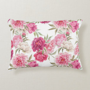 Cojín Decorativo Peonías rosadas acuarelas: elegancia floral