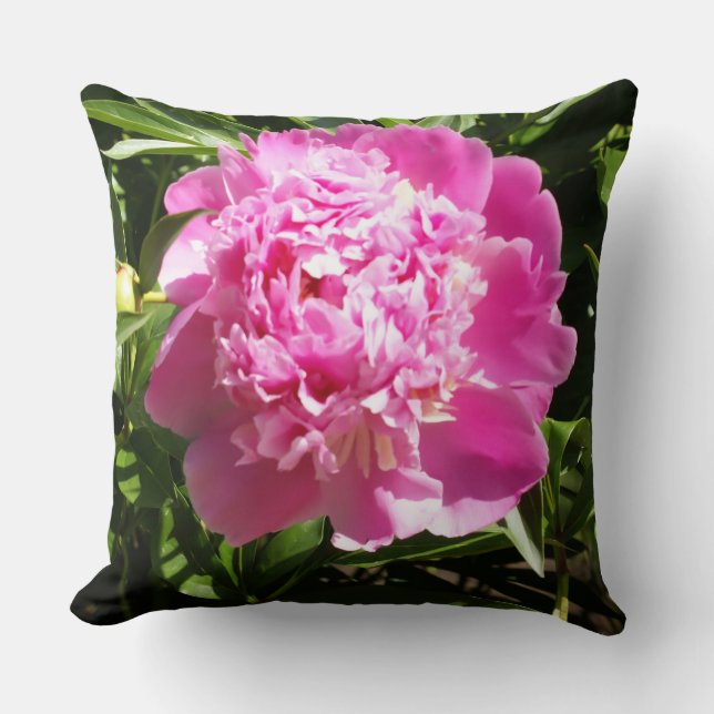 Cojín Decorativo peonías rosadas oscuras (Anverso)