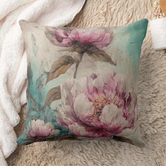 Cojín Decorativo Peonies pintados - Pillow (Manta)