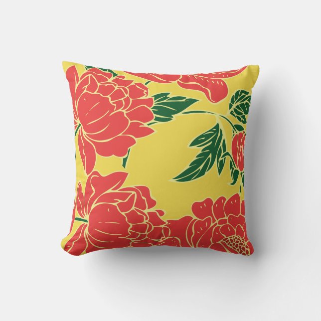 Cojín Decorativo Peonies rojos (Anverso)