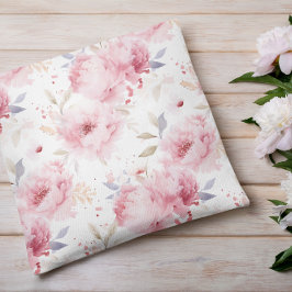 Cojín Decorativo Peonies rosados | Acuarela | Primavera