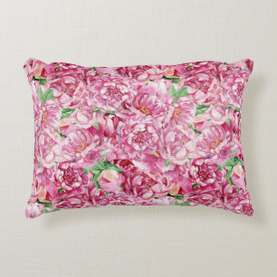 Cojín Decorativo Peonies rosados de color de agua