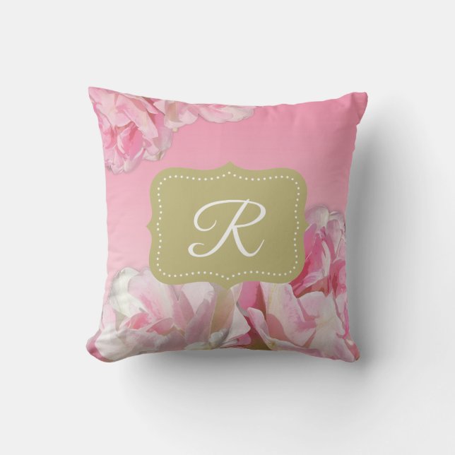 Cojín Decorativo Peonies rosados de la acuarela (Anverso)
