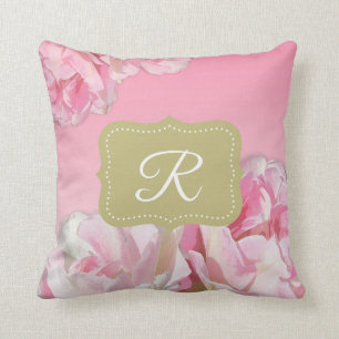 Cojín Decorativo Peonies rosados de la acuarela