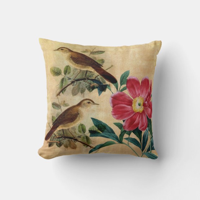 Cojín Decorativo Peony con los usignuolos (Anverso)
