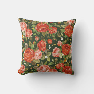 Cojín Decorativo Peony Elegance: Papel de fondo gráfico floral.