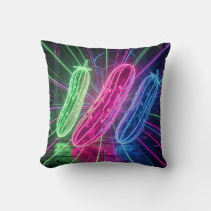 Cojín Decorativo Pepinos Neon Cyberpunk Brillantes