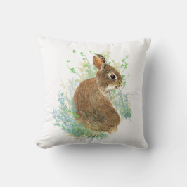 Cojín Decorativo Pequeña acuarela de conejo conejo arte animal