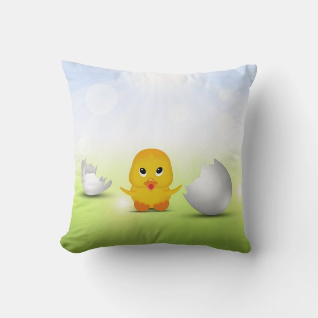 Cojín Decorativo Pequeña Chick de Pascua Cuidadosa - Pillow (Anverso)