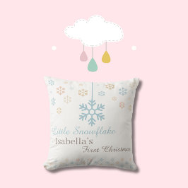 Cojín Decorativo Pequeña Copo de Nieve El Primer Navidad del Bebé