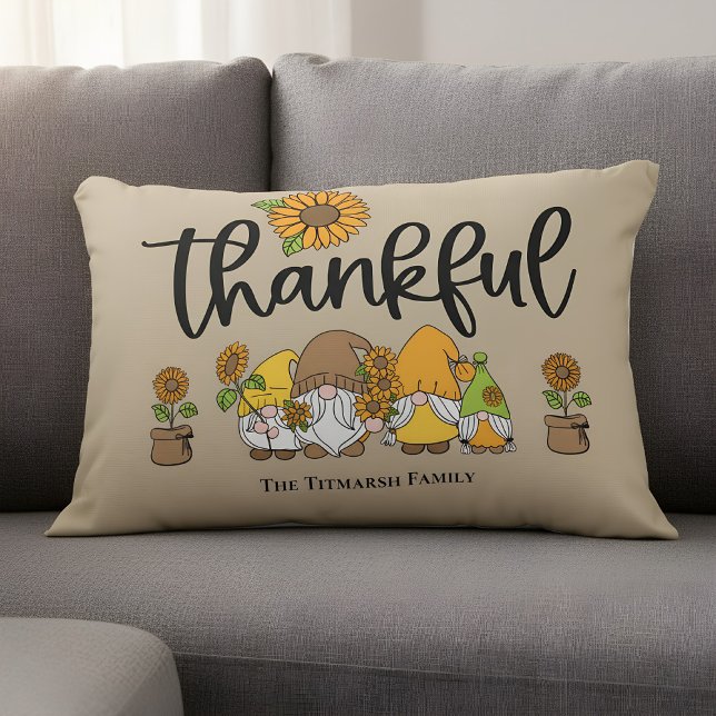 Cojín Decorativo Pequeña familia de girasoles agradecidos (thankful little gnomes pillow)