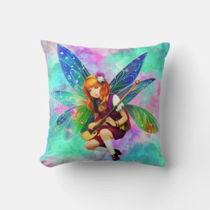 Cojín Decorativo Pequeña hada jugando música hermosa