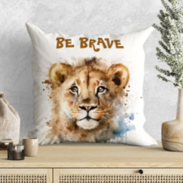 Cojín Decorativo Pequeña Motivación de León de Acuarela Adorable