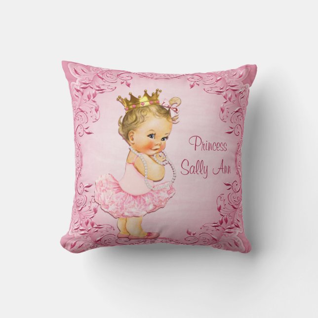 Cojín Decorativo Pequeña princesa personalizada Ballerina Pink (Anverso)