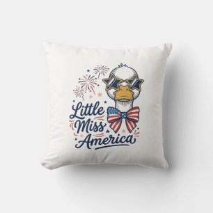 Cojín Decorativo Pequeña Señorita América Pato Patriótico Camiseta 