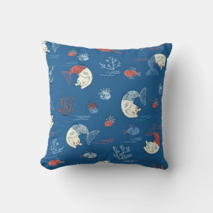 Cojín Decorativo Pequeña sirena de gatito sin fisuras. Texturado