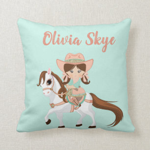Cojín Decorativo Pequeña Vaquera a Caballo Chicas Western
