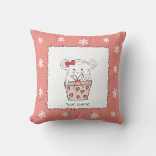 Cojín Decorativo Pequeña y pequeña hámster rosa