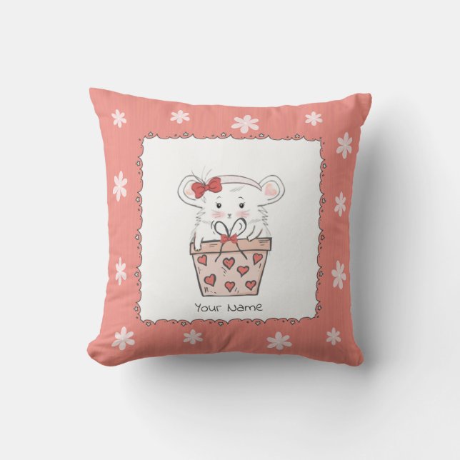 Cojín Decorativo Pequeña y pequeña hámster rosa (Anverso)