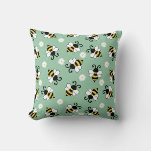 Cojín Decorativo Pequeñas abejas y flores de margarita