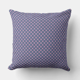 Cojín Decorativo Pequeñas Estrellas Rojo Purpura y Cuadrados Azules