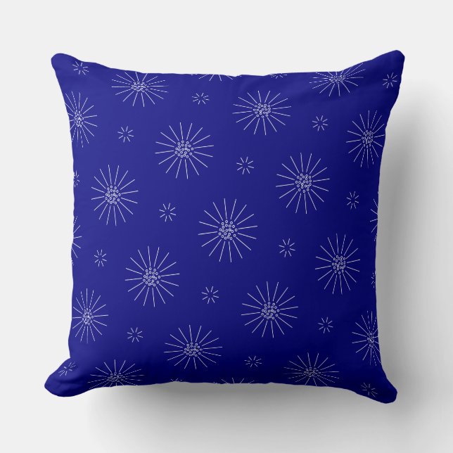 Cojín Decorativo Pequeñas flores blancas en azul marino (Anverso)