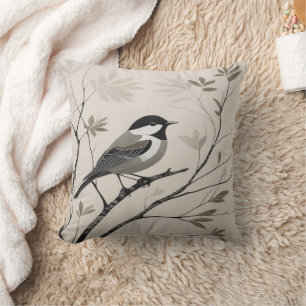 Cojín Decorativo Pequeñas líneas Aves pintando Diseño elegante