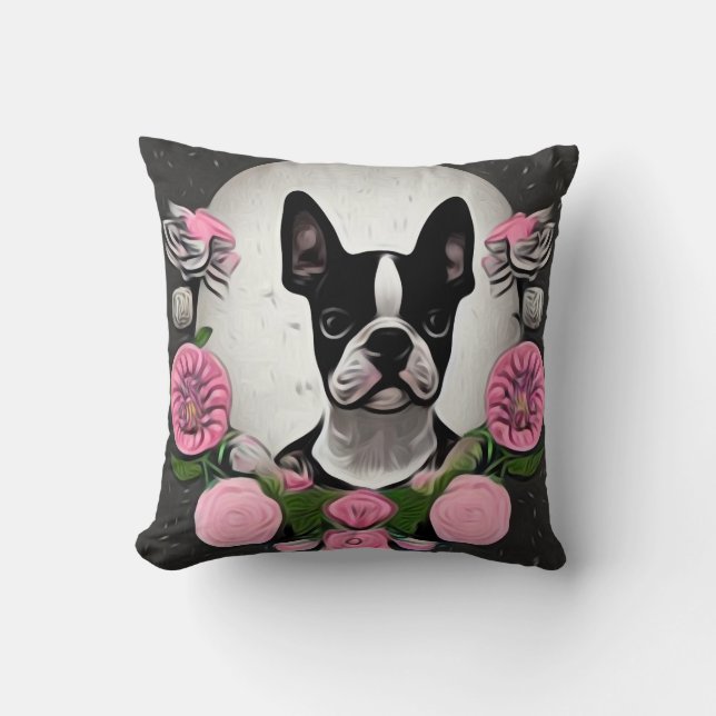 Cojín Decorativo Pequeño Boston Terrier (Anverso)