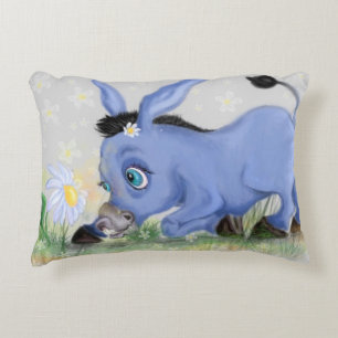 Cojín Decorativo Pequeño burro y margarita - lindo