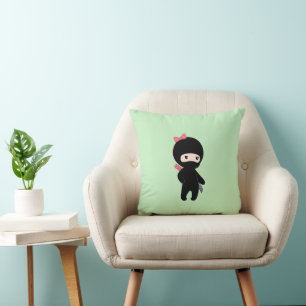 Cojín Decorativo Pequeño Chica Ninja En Verde