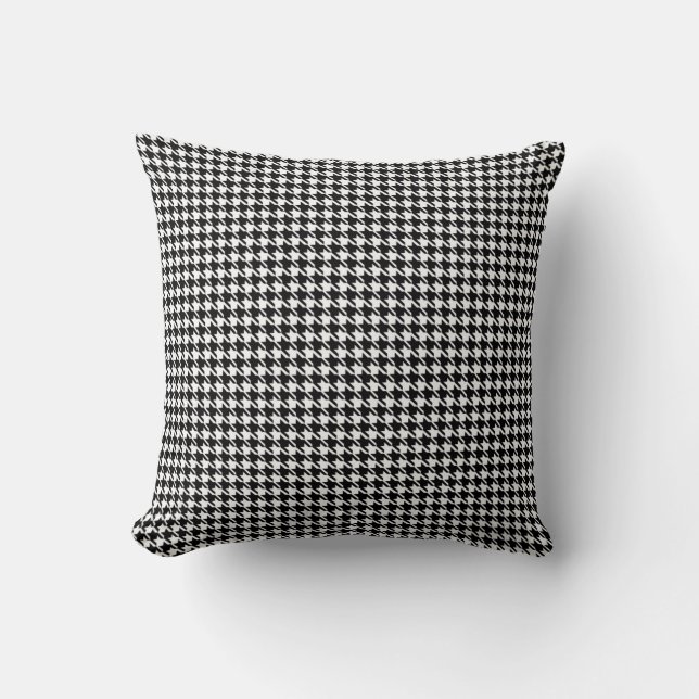 Cojín Decorativo Pequeño Houndstooth blanco negro a cuadros (Anverso)