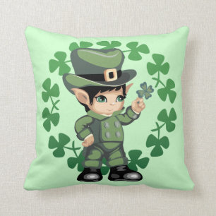 Cojín Decorativo Pequeño Leprechaun con los tréboles