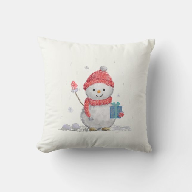 Cojín Decorativo pequeño muñeco de nieve (Anverso)