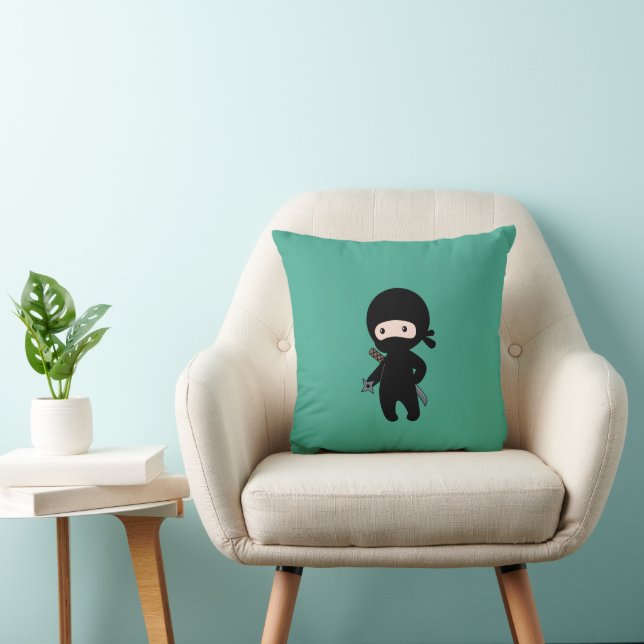 Cojín Decorativo Pequeño Ninja Con Estrella Ardiente En Verde Oscur (Silla)