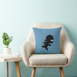 Cojín Decorativo Pequeño Ninja Corriendo En Azul