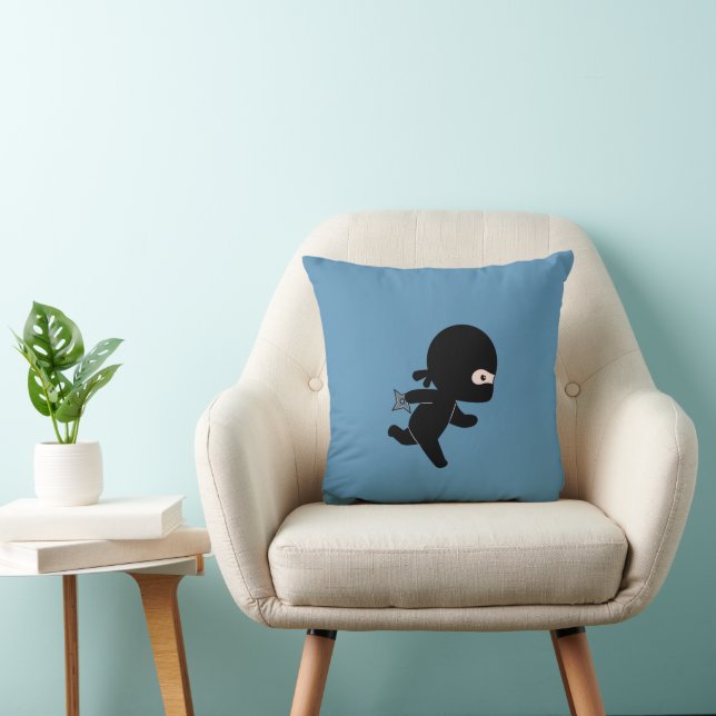 Cojín Decorativo Pequeño Ninja Corriendo En Azul (Silla)