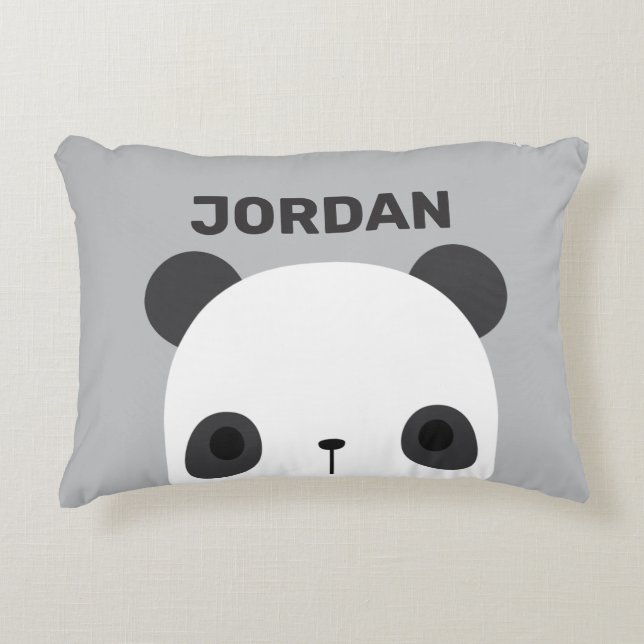 Cojín Decorativo Pequeño oso oso panda con nombre personalizado (Anverso)